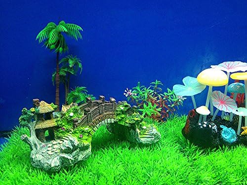 Semprecuc pavilion árvore tanque de peixes decoração de aquário ornamento poly resina ponte paisagem