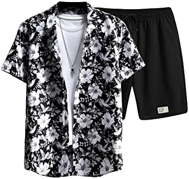 Roupa de duas peças de masculino masculino masculino de camisa de manga curta e shorts