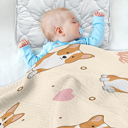 Kigai Cute Corgi Baby Blanket macio quente e leve, cobertor de berço respirável para meninos e meninas