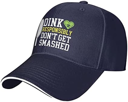 Qvxhkp chapéu de pickleball dink de forma responsável, não seja esmagado Hat Men Hats Baseball Cap engraçado