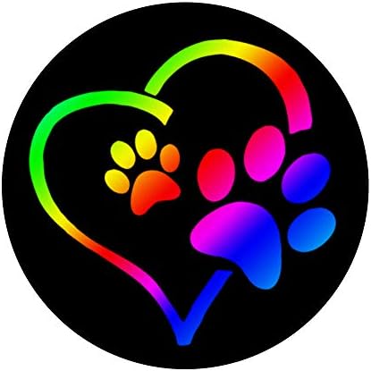 Rainbow Dog Paw Print Rescue Amante Presente Heart Black Popsockets Swappable PopGrip