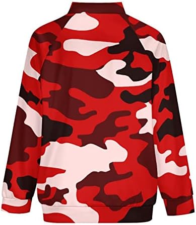 Camuflagem vermelha unissex raglan jaqueta zip-frutous sweetshirt crewneck casaco de casaco legal casual Outwear