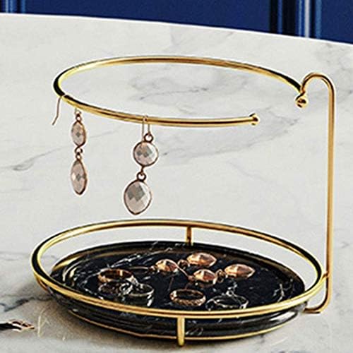 ASDFGH CARCHLACE SANGUELO STAND, PLANTO DO Organizador de jóias rotativas de 2 camadas para colares, pulseiras, brincos, anéis e relógios