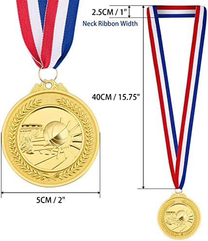 12 peças medalhas de basquete para crianças esportes de 2 polegadas Medalhas de ouro de metal com fita de pescoço