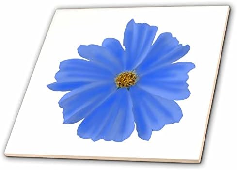 3drose closeup pintura de uma flor de cosmos azul com centro amarelo - telhas