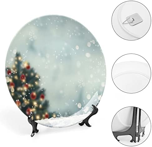 Blurry Christmas Tree Snow Cerâmica Decorativa Placa com exibição Pendurada penduramento de aniversário