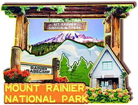 Mount Rainier Parque Nacional Washington EUA ímã de madeira 3D ímãs de geladeira Decorações de