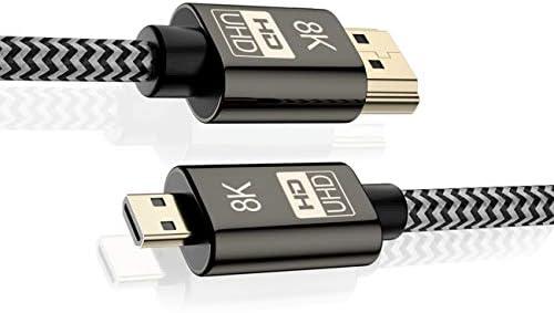 Cablecc Micro HDMI para HDMI 2.1 Ultra-HD UHD 8K 60Hz 4K 120Hz Cabo 48Gbs HDMI Cord para o tablet de