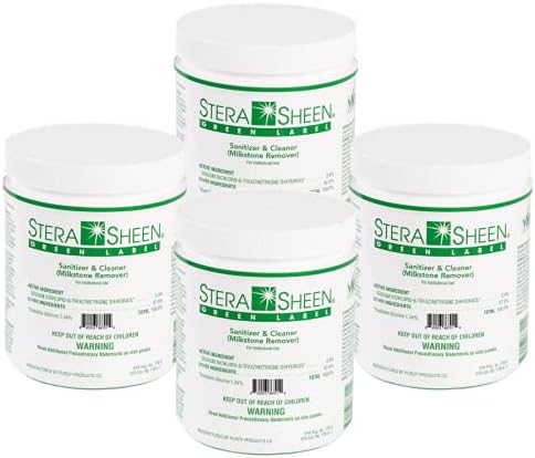 Purdy Stera-Sheen 4 lb Jarros de desinfetante, desinfetante para etiquetas verdes, caso de frascos de 4 x