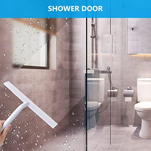 Auauy Silicone Shower Squeegee Para portas de vidro, rodo para domésticos com gancho, rodo da janela para