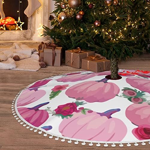 Saia de árvore de Natal com pom acabam com popkins-rosa-tanksgiving férias de natal decorações de casa