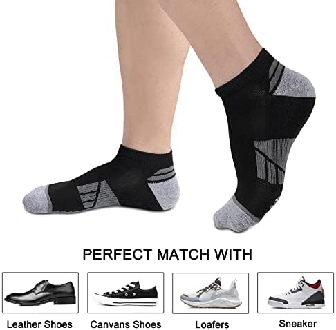 Coovan Mens tornozelo meias atléticas 6 pacote de baixo pacote de baixo corte meias esportivas respiráveis