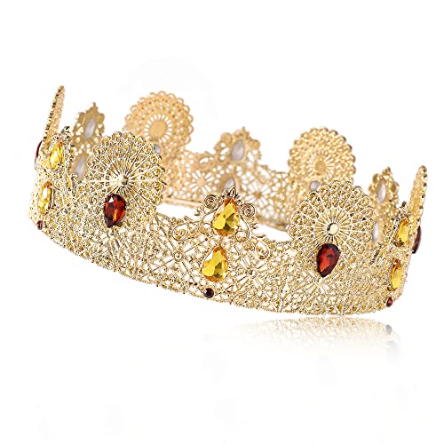 Tobaat Gold King Crown para homens, Coroa do King de Aniversário, Prince Crowns for Boys, Halloween Cosplay