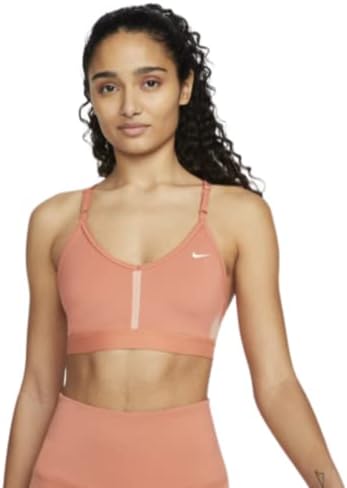 Nike dri-fit indy feminino feminino de suporte de luz acolchoada esportiva de sutiã de gola em V