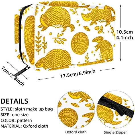 Bolsa de maquiagem inadequada, Golden Armadillo Animals Sketch Cosmetics Bag portátil Tote Travel Trem Case