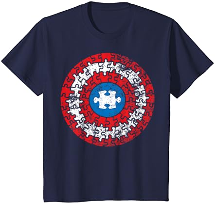Capitão Autism Aspergers Conscientize a camiseta de escudo de quebra-cabeça de super-herói