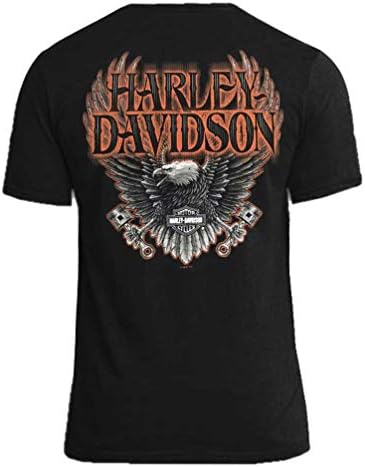 HARLEY-DAVIDSON MEN's Eagle Piston Camiseta de algodão de pistão curta de manga curta-preto