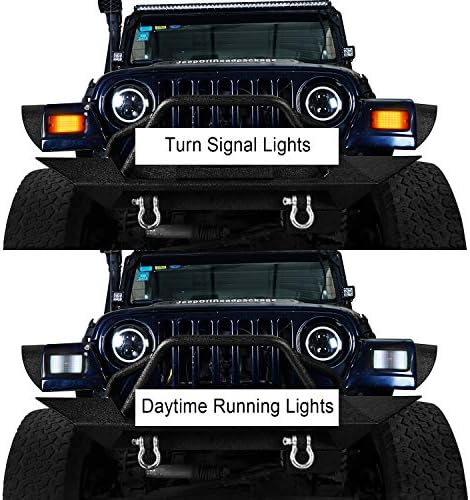 Hooke Road Wrangler Front LED Turn Signal Lights w/White DRL Compatível com Jeep Wrangler TJ 97-06 Marcadores