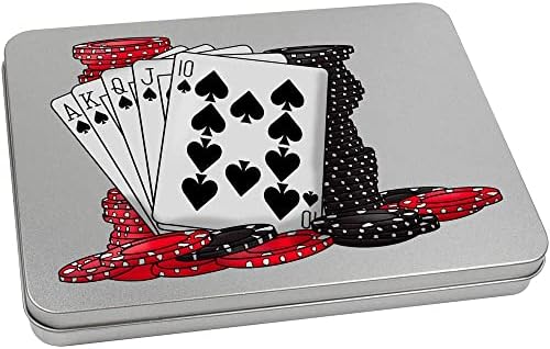 Azeeda 'Cards & Poker Chips' Metal Articled Stationery Tin/Storage Box