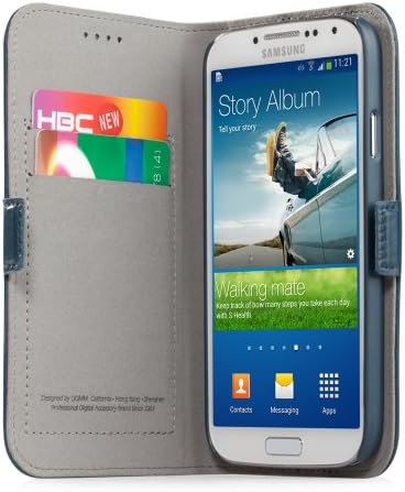 Caixa de couro GGMM para Samsung Galaxy S4 Folio -S4 Blue SX02303