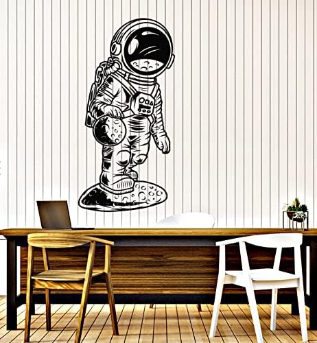 Decalque de parede de vinil Pequeno astronauta planeta espacial espacial Espaço para crianças adesivos