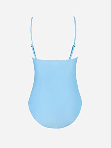 Cupshe feminino One Piece Swimsuit Control V Suits de banho de pescoço