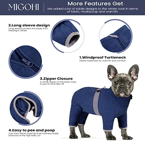Migohi casaco de cachorro pequeno, suéter de cão de inverno de corpo inteiro com pernas, pijamas de cachorro quentes