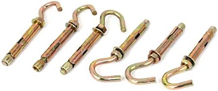 X-dree m6 fios masculina Expansão de metal de gancho aberto parafusos de âncora Tono de ouro 6