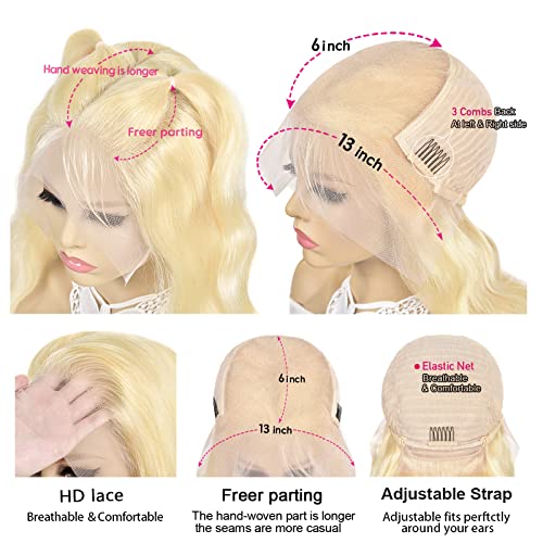 Alielaine loira renda frontal peruca cabelos humanos 13x6 onda corporal Lace Wigs frontal Cabelo humano Lace
