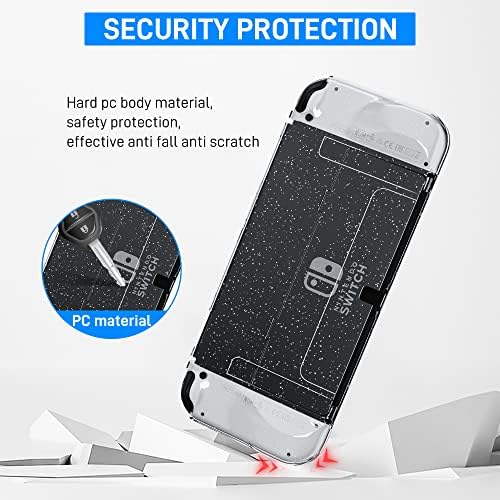 Rhotall Glitter Protective Case Kit Compatível com Nintendo Switch OLED, shell dura ancorável para