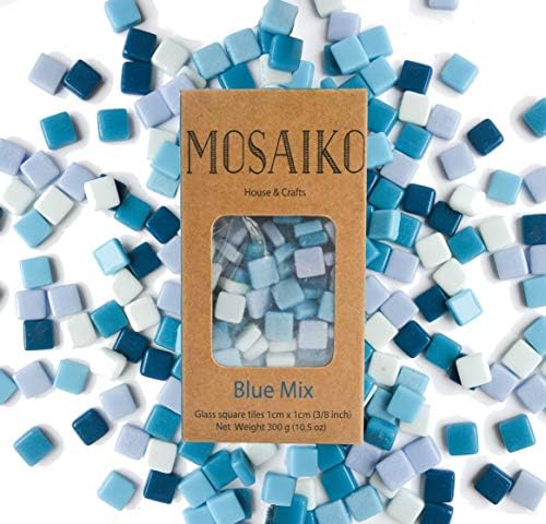Mosaiko Blue Mix 300g - Mosaic Glass Tiles for Crafts - Peças quadradas manchadas de qualidade premium