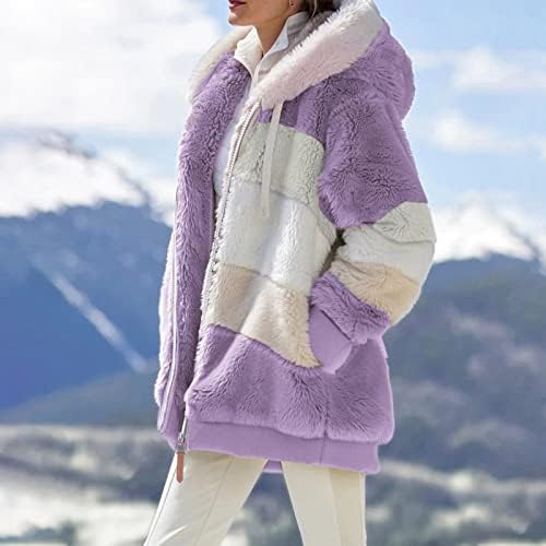 Jaqueta feminina de lã de lã Sherpa Fuzzy Shearling Shearling Lapeel Zipper casual inverno quente fora de