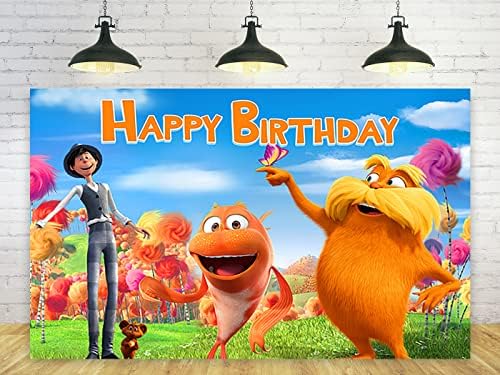 Orange the Lorax Backdrop Party Supplies Dr Seuss Birthday Theme Photo Background The Lorax Banner