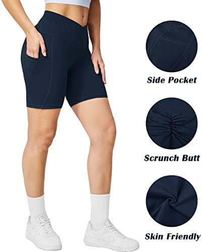 Janvur Women v Scrunch Butt de cintura levantando shorts de treino de cintura alta com bolsos escondidos shorts