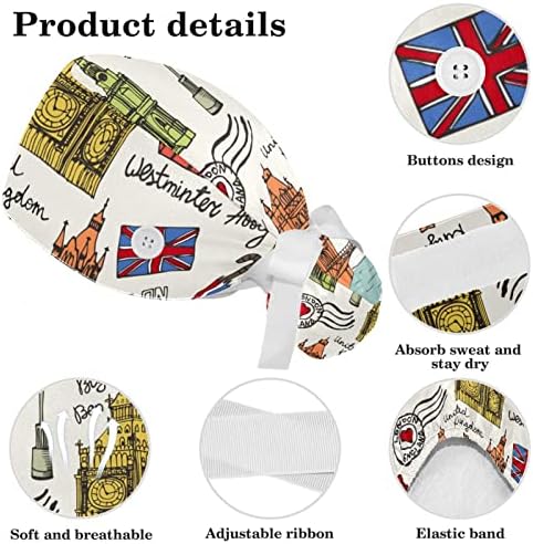 Símbolos rituais ajustáveis ​​Cap com botão, bolsa de rabo de cavalo, faixa de suor para mulheres com cabelo