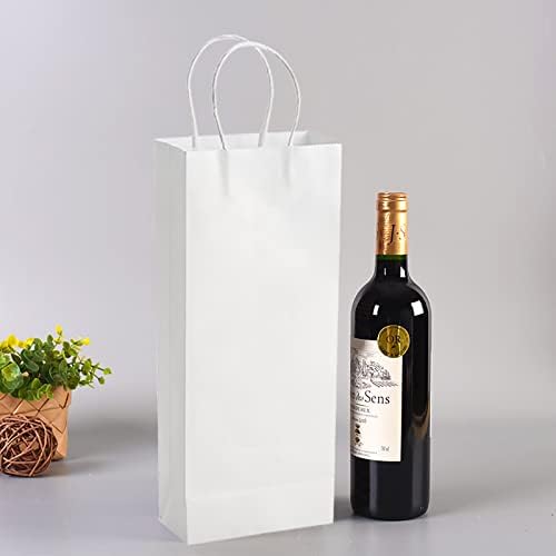 Wuweot 50 sacolas de vinho de embalagem, sacos de papel Kraft Bluk, sacolas brancas sacos de compras sacolas de