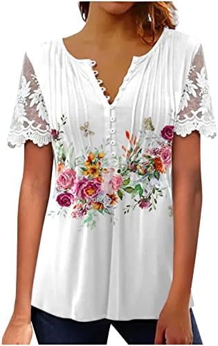 Camisetas básicas para mulheres decote em v estampa floral camisetas moda renda sexy confortável feminino