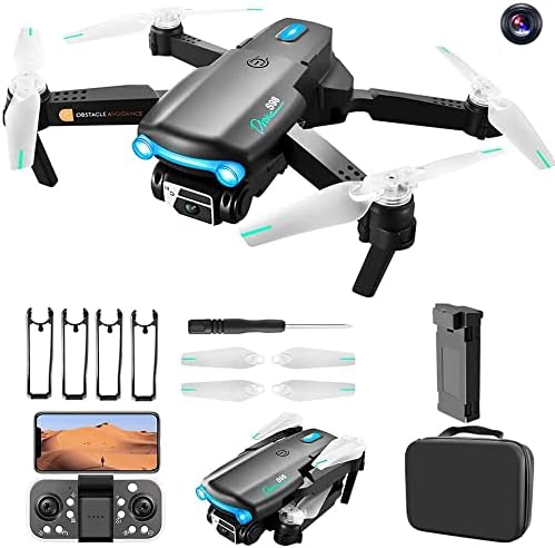 Mini drone Afeboo com câmera única - Drone dobrável em HD com luz LED, com estojo de transporte, decolagem/aterrissagem