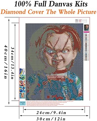 5D Diamond Painting Horror Movie Chucky 12x16 polegadas Arte de diamante para adultos e crianças