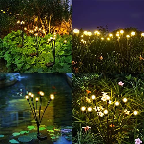 Luzes de balanço do jardim solar de Vosigreen - 8 luzes de firefly ao ar livre LED, luzes à prova d'água, influência
