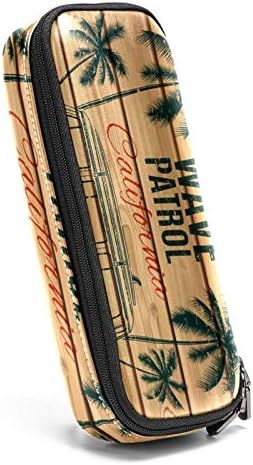 Grunge vintage Retro Surf Van Leatra Lápis Saco de caneta com bolsa de armazenamento com zíper duplo