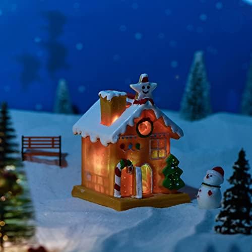 Simulação de Natal de Micro Diy da casa de neve de Natal com casa de resina em miniatura de casa iluminada Desktop