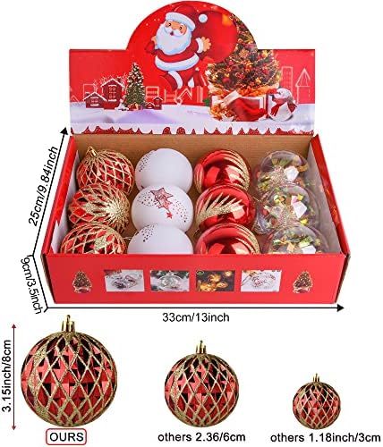 Ornamentos de Natal tradicionais vermelhos e brancos - ornamentos de natal de 3,15 polegadas que se abatem para