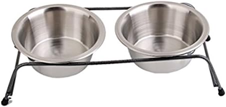 Tehaux Aço inoxidável Pet Cat Dog Food Bowls com suporte de ferro elevado