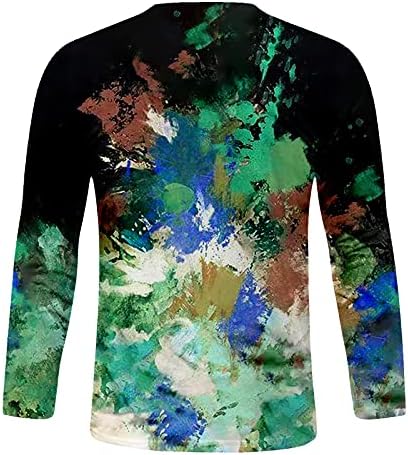 Xxzy masculino camisetas de outono masculino impressão 3D Impressão longa Camiseta casual de pescoço de pesco