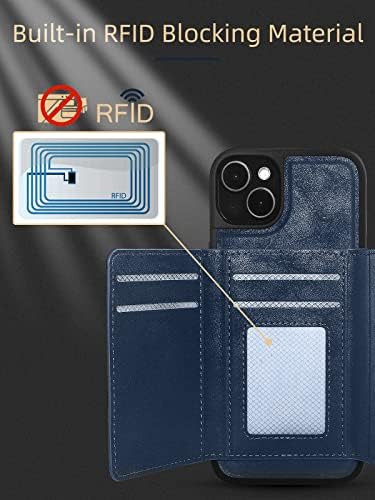Wrukklca Compatível com o iPhone 14/ iPhone 13 Caixa de carteira, capa de telefone de couro PU com