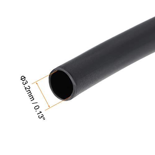 tubulação de encolhimento de calor UXCELL, 1/8 Dia 7,4mm Largura plana 3: 1 Proporção Manga de cabo de tubo encolhida 10 pés - preto