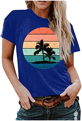 T-shirt de férias havaianas para mulheres Sunshine Beach Graphic Camisetas Verão Casual Manga curta Tops
