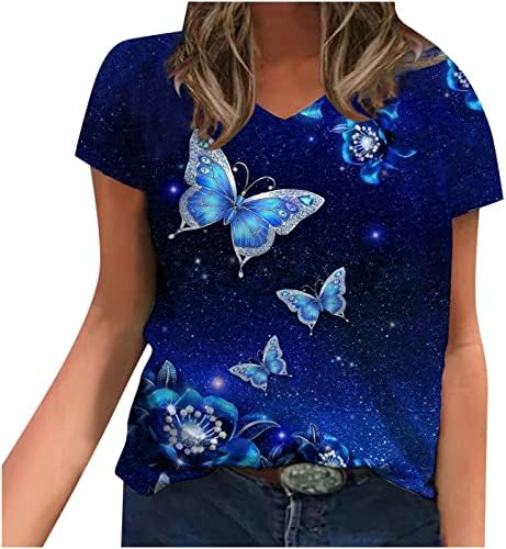 Camisas de manga curta da moda para mulheres camisetas gráficas vintage Butterfly Tshirt Plus Size