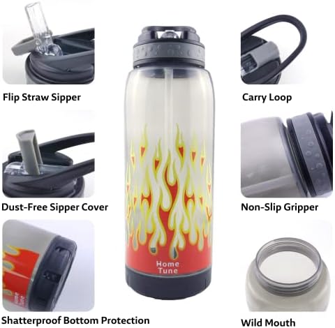 Koohot 32 oz de bebida de água - BPA Free, Sip Straw tampa, loop de transporte, leve, prova de vazamento, design frio - 1 pacote - fogo